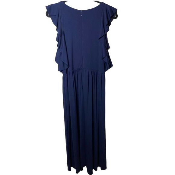 Gap Fit and Flare Navy Blue Midi Ruffle Sleeve Dress Size 16 - Picture 4 of 7